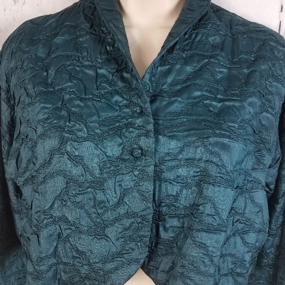 Eileen Fisher xs Teal Bolero Silk Cropped Jacket - Picture 6 of 8